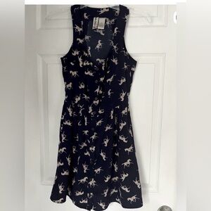 Mimi Chica Navy Dress with Cream Horse Print